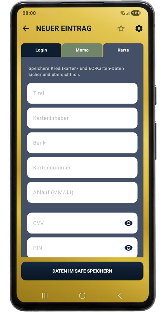 MyLocalSafe – Schnellzugriff